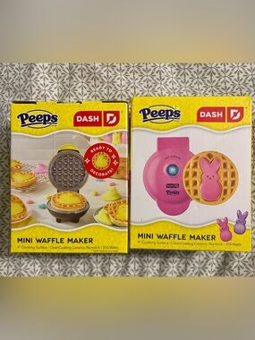 NWT 2pack Dash Peeps Mini Waffle Makers - Pink and Yellow
